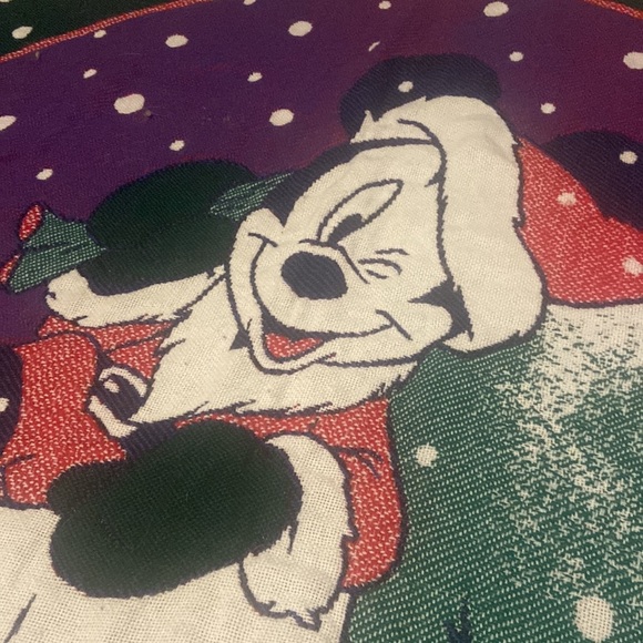 Disney Mickey Mouse Christmas Holiday Blanket Throw Vintage Retro 80s 90s - Picture 2 of 4